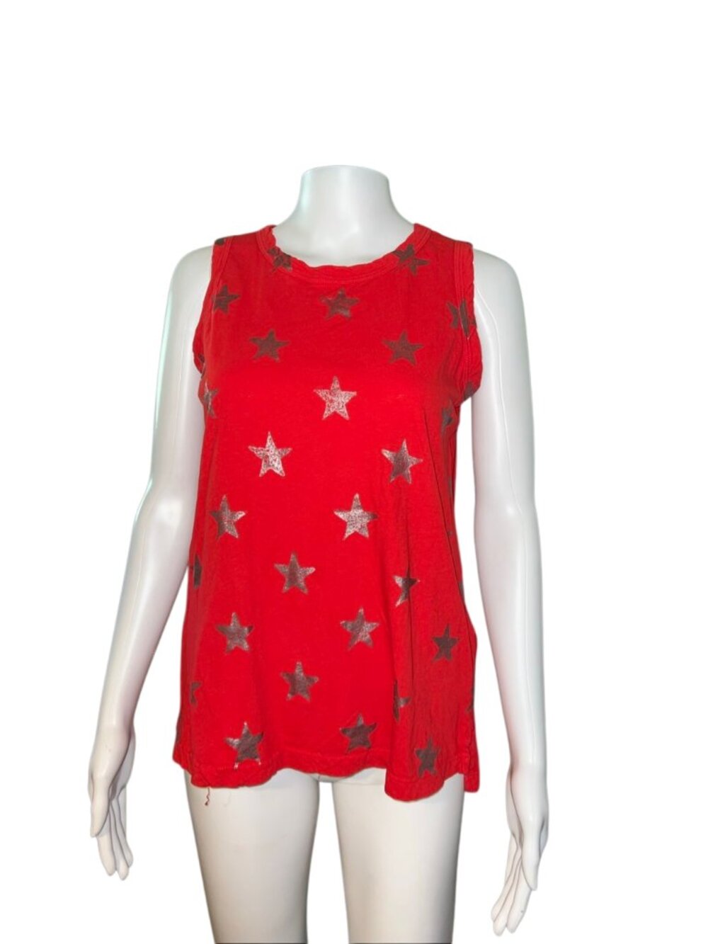 Current Elliot Sleeveless Tank Top Red and Silver Stars Size Small